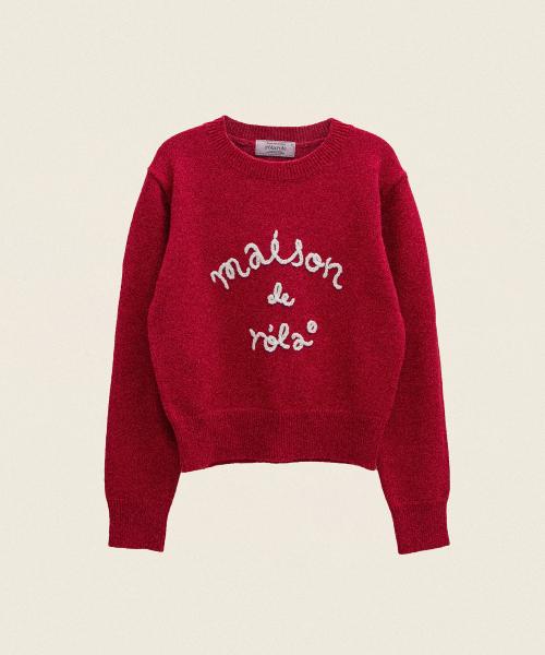 MAISON DE ROLA EMBROIDERY KNIT RED