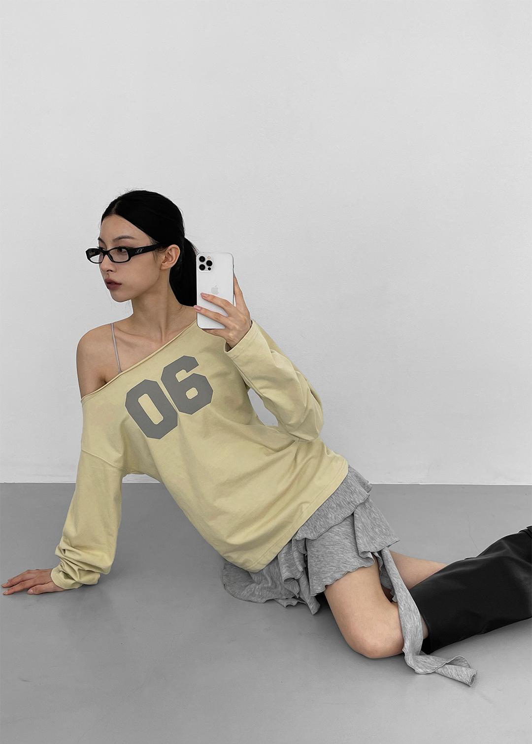 블랙업 [MADE] 페리티 보트넥 프린팅 긴팔티