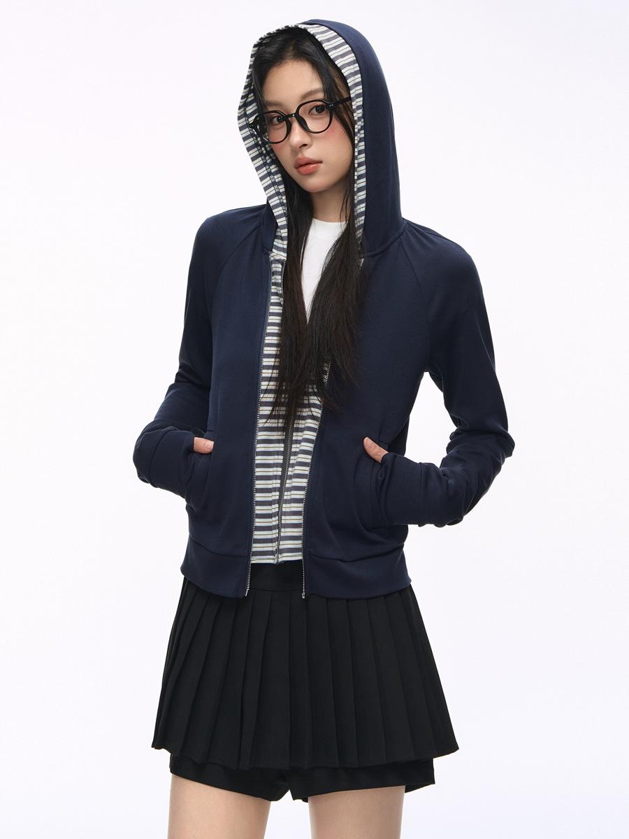 NS76 Stripe Layer Hoodie Zip-Up (2color)