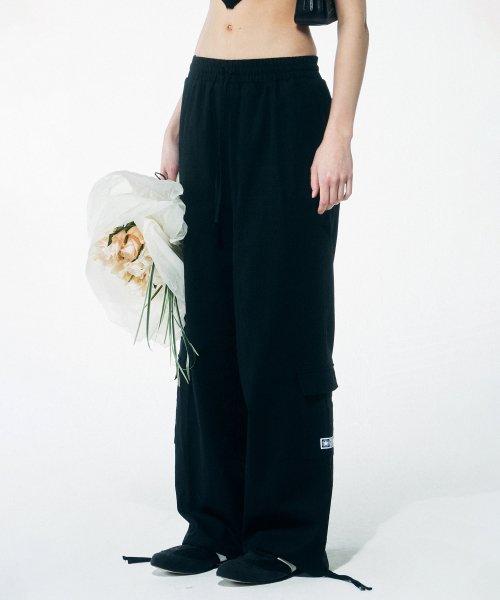Linen Cargo Jogger Pants Black