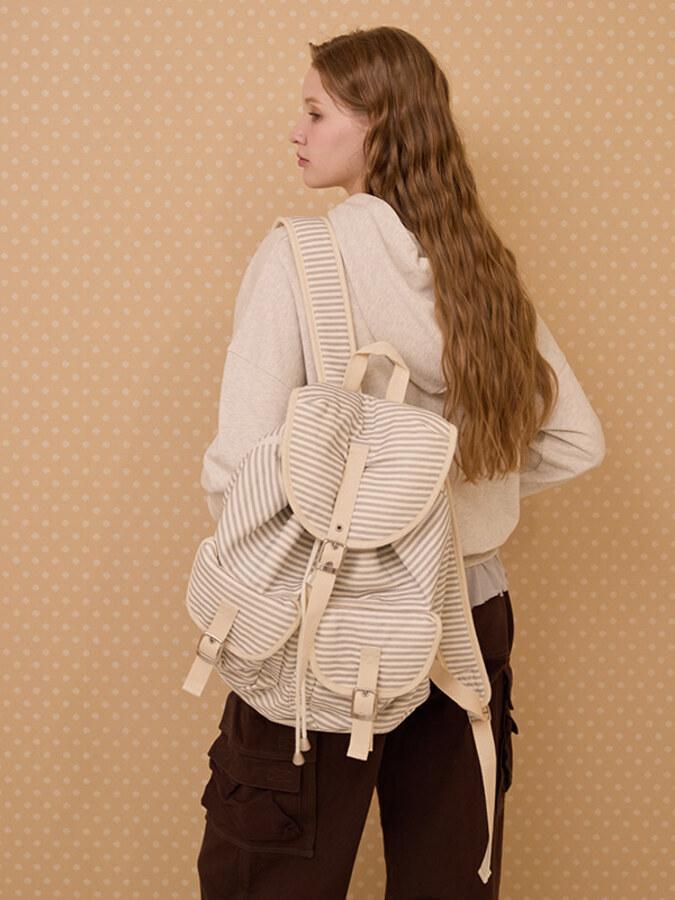 유틸리티 스트랩 포켓 백팩 [멜란지 그레이]