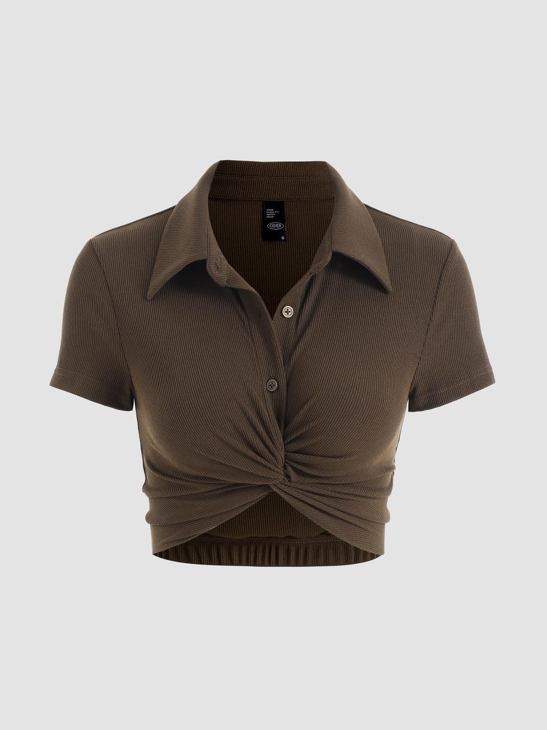Solid Twist Front Crop Top