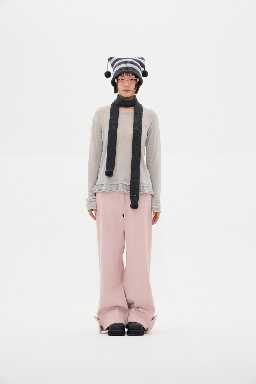 PETITE POM POM MUFFLER (GREY)