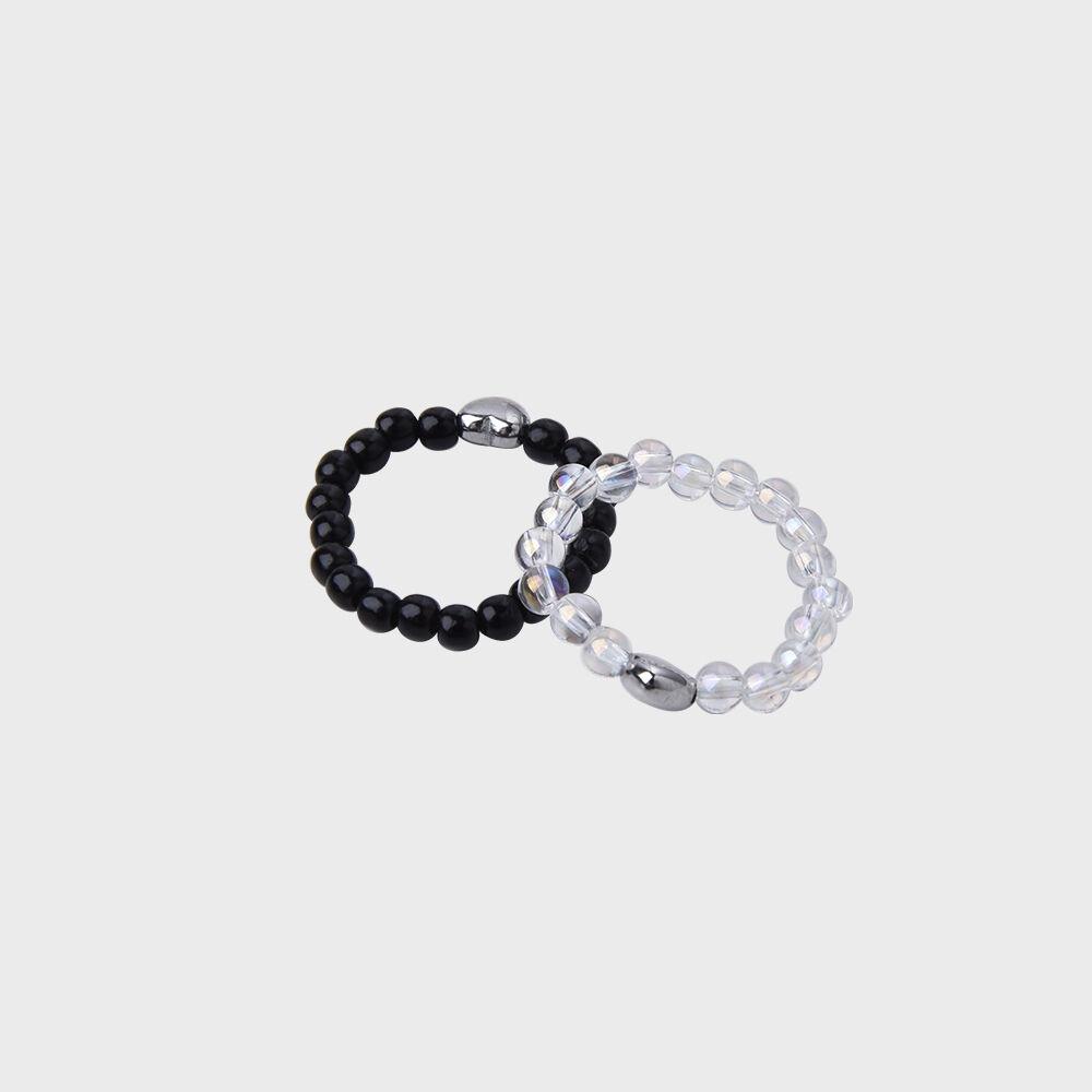 BHS402 Heart aurora black Ball beads Ring