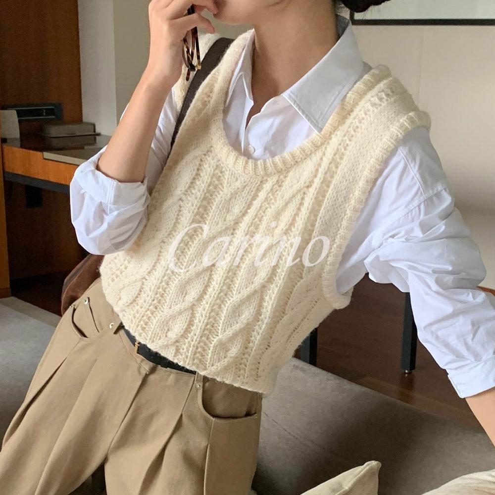 (sale/당일) 아잉 그램 베스트 꽈배기 알파카 니트 조끼 areing (4color)