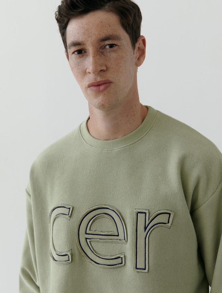 CER 로고 컷팅 맨투맨 카키