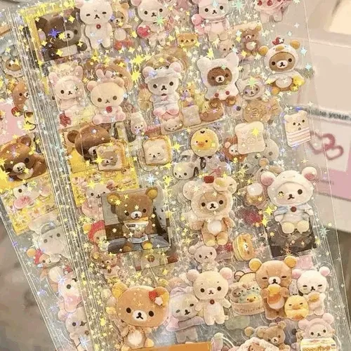 당일출고리락쿠마 스티커 곰돌이스티커 미니스티커 투명스티커 세트