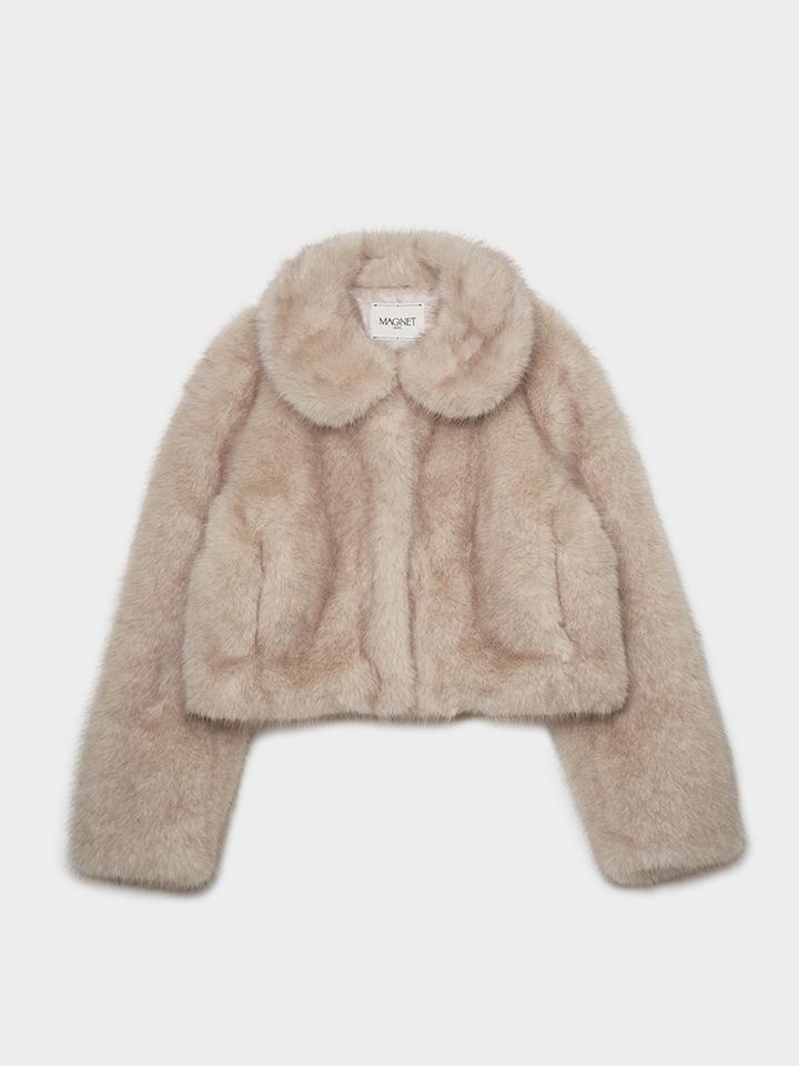 Round Fur Jacket (Ivory)