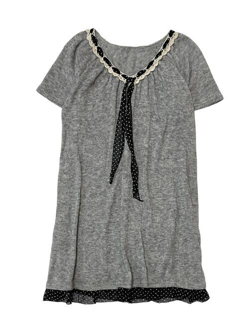 dot pattern detail knit onepiece