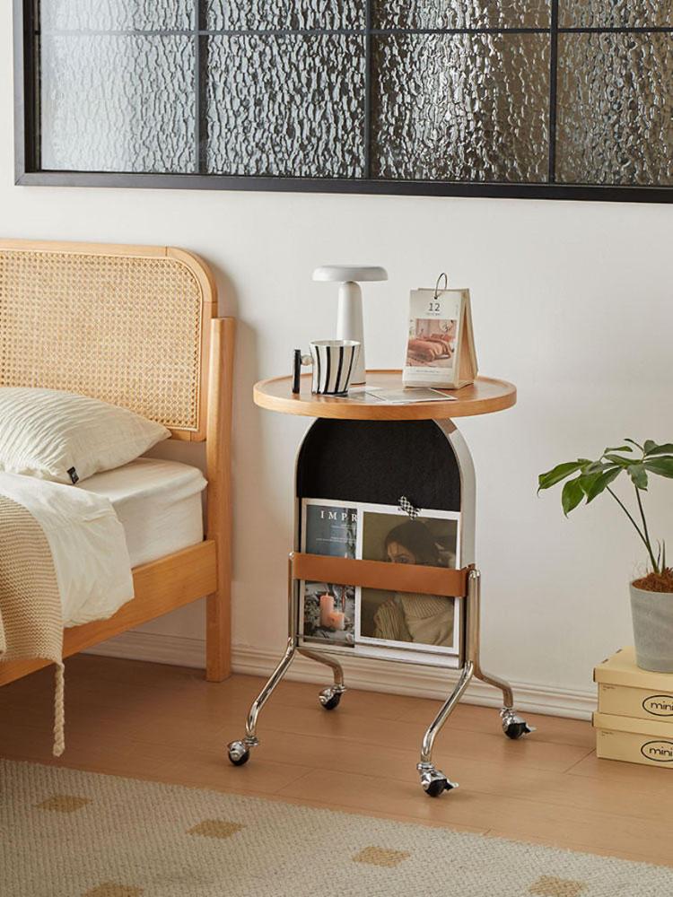 히포슈슈 이동식 원목 스테인레스 스틸 사이트 소파 티 테이블