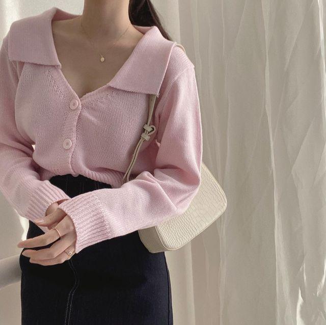 브이넥 카라가디건 가디건 숏가디건 4col_무드글램