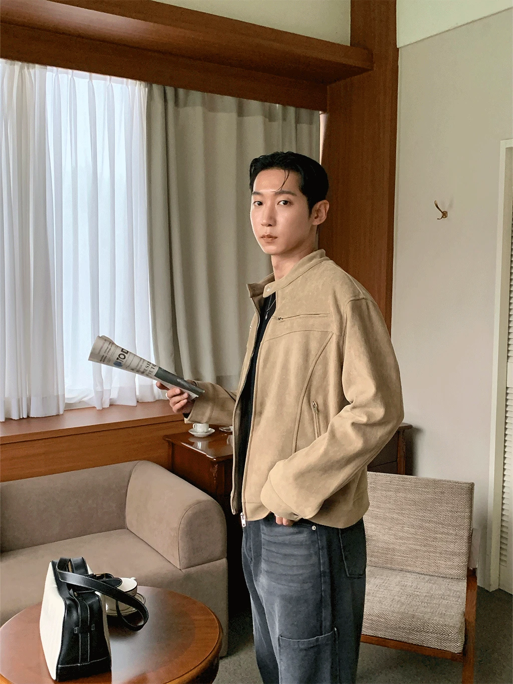 Clean biker suede jacket