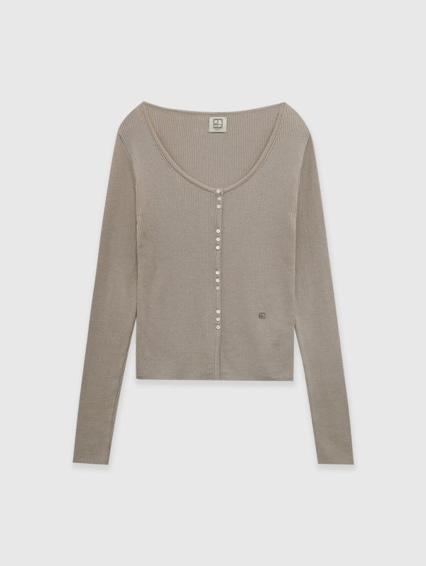LIMITED U NECK CARDIGAN (BEIGE)