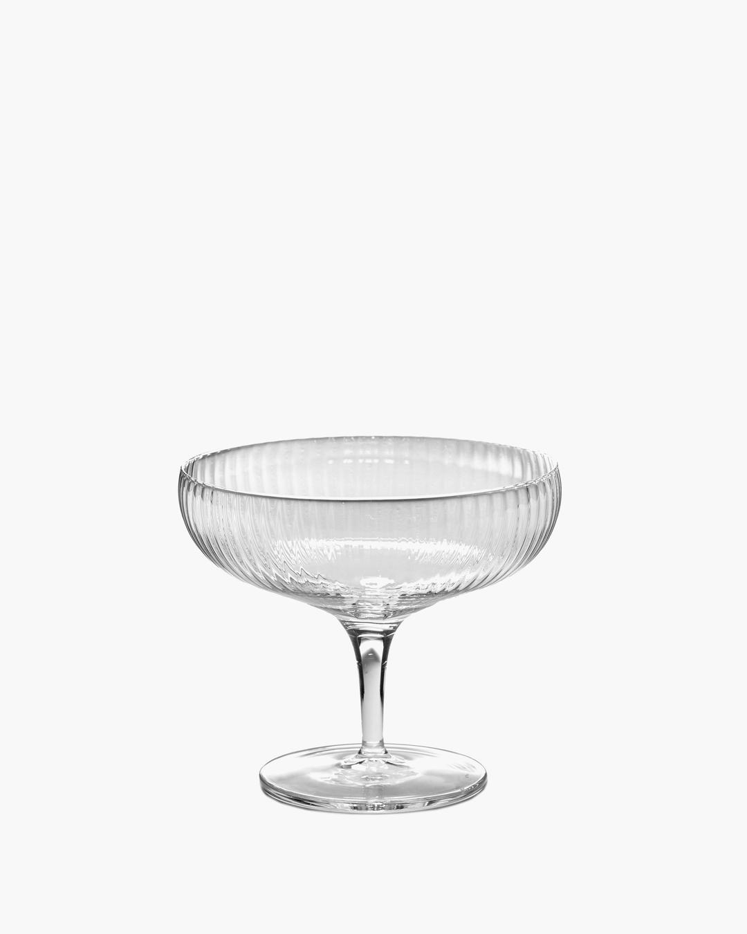 Champagne coupe 15cl transparent ribbed glass Inku