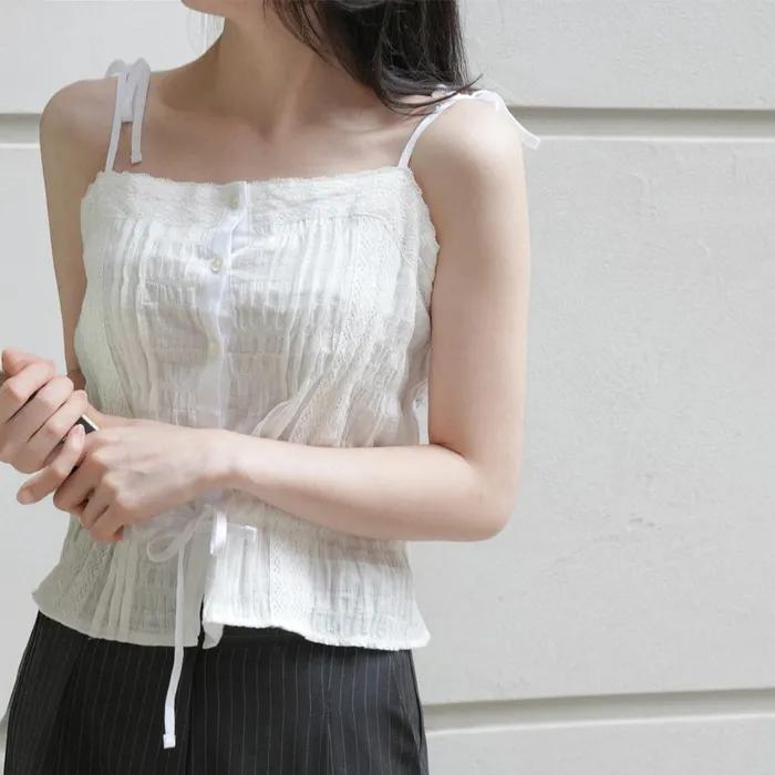 퓨레 슬리브리스 블라우스 (아이보리)