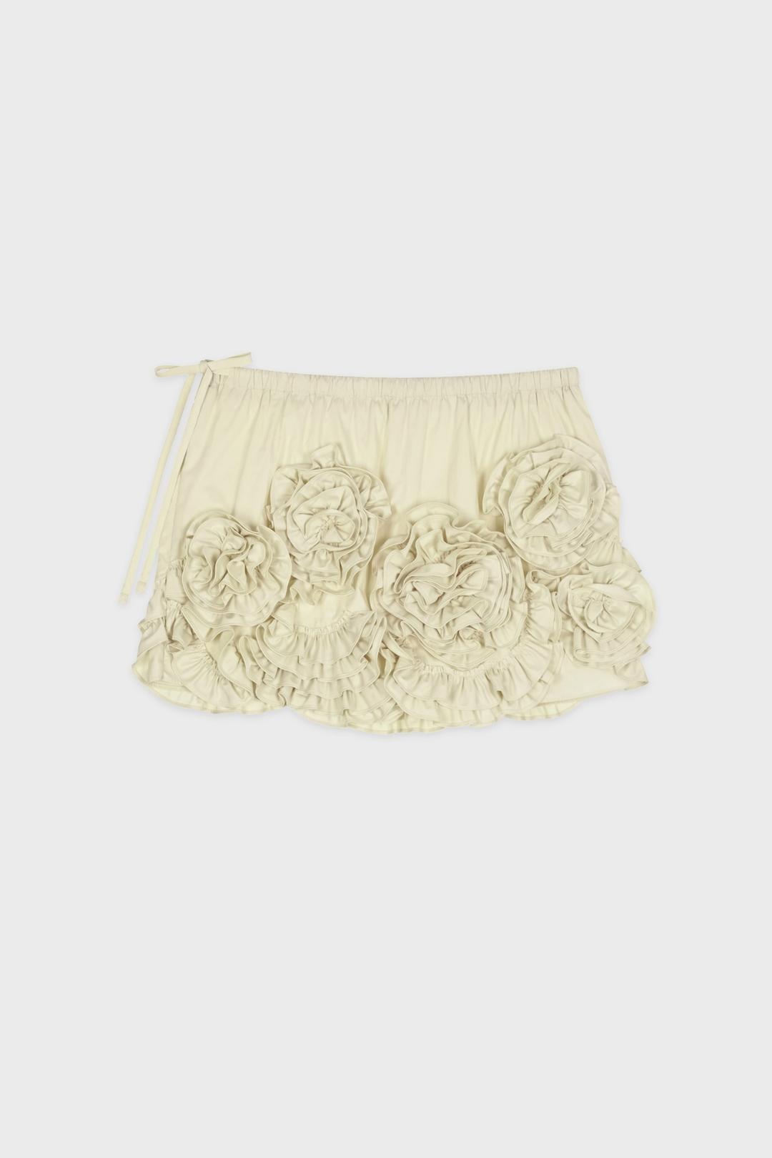 Rose Frill Mini Skirt (Cream Yellow)