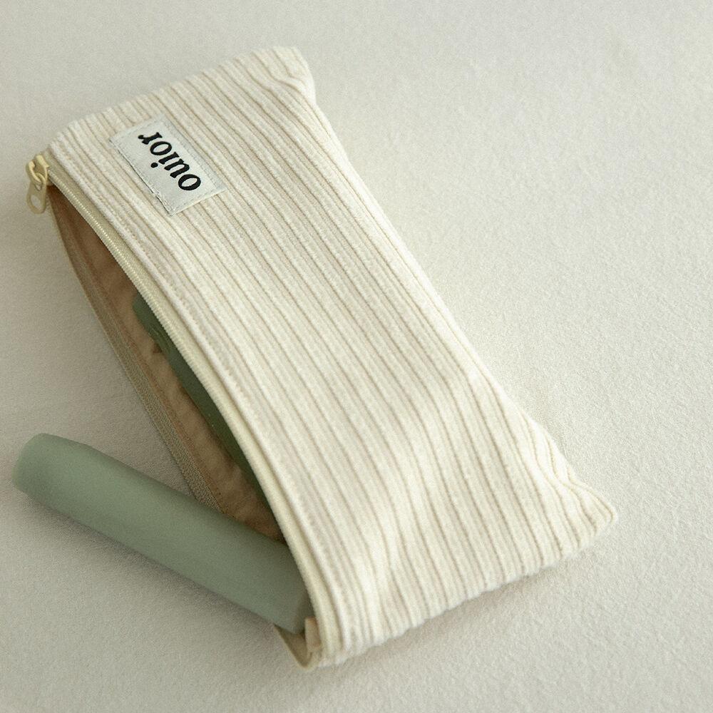 ouior flat pencil case - corduroy vanilla cream (topside)
