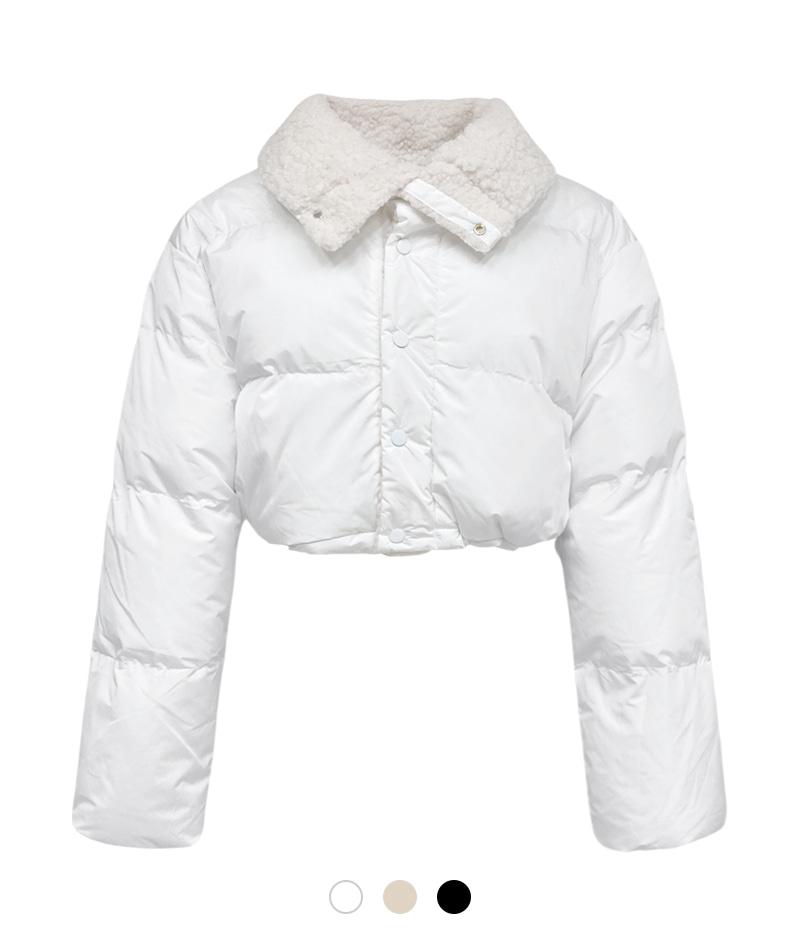 플리스 넥 숏 다운 점퍼