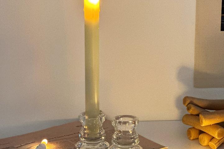 브라이트 투명 볼드 1구촛대 테이퍼캔들홀더 LED캔들홀더 (라운드)