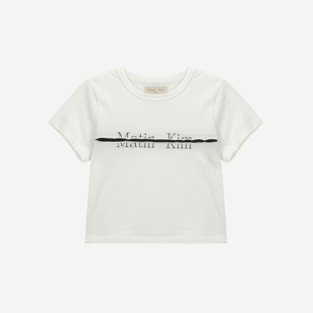 (W) Matin Kim Logo Cutted Crop Top White