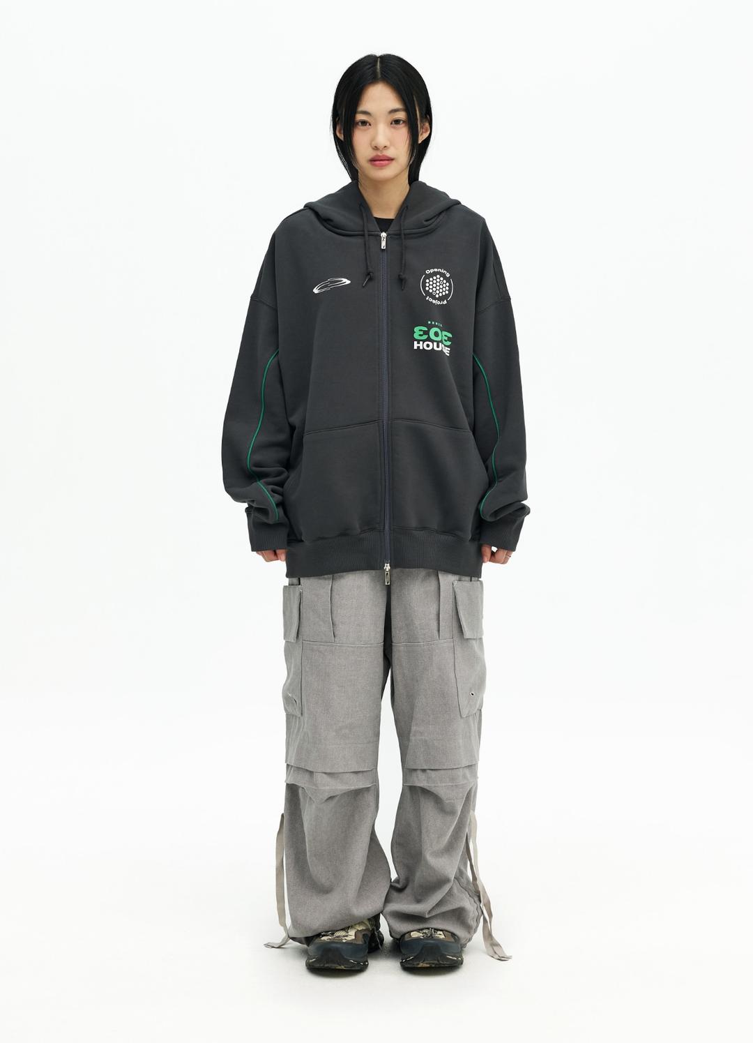 303 House Zip Hoodie - Charcoal