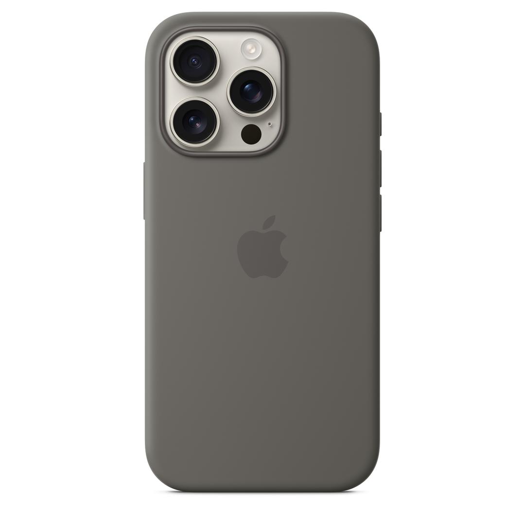 MagSafe형 iPhone 16 Pro 실리콘 케이스 – 스톤 그레이