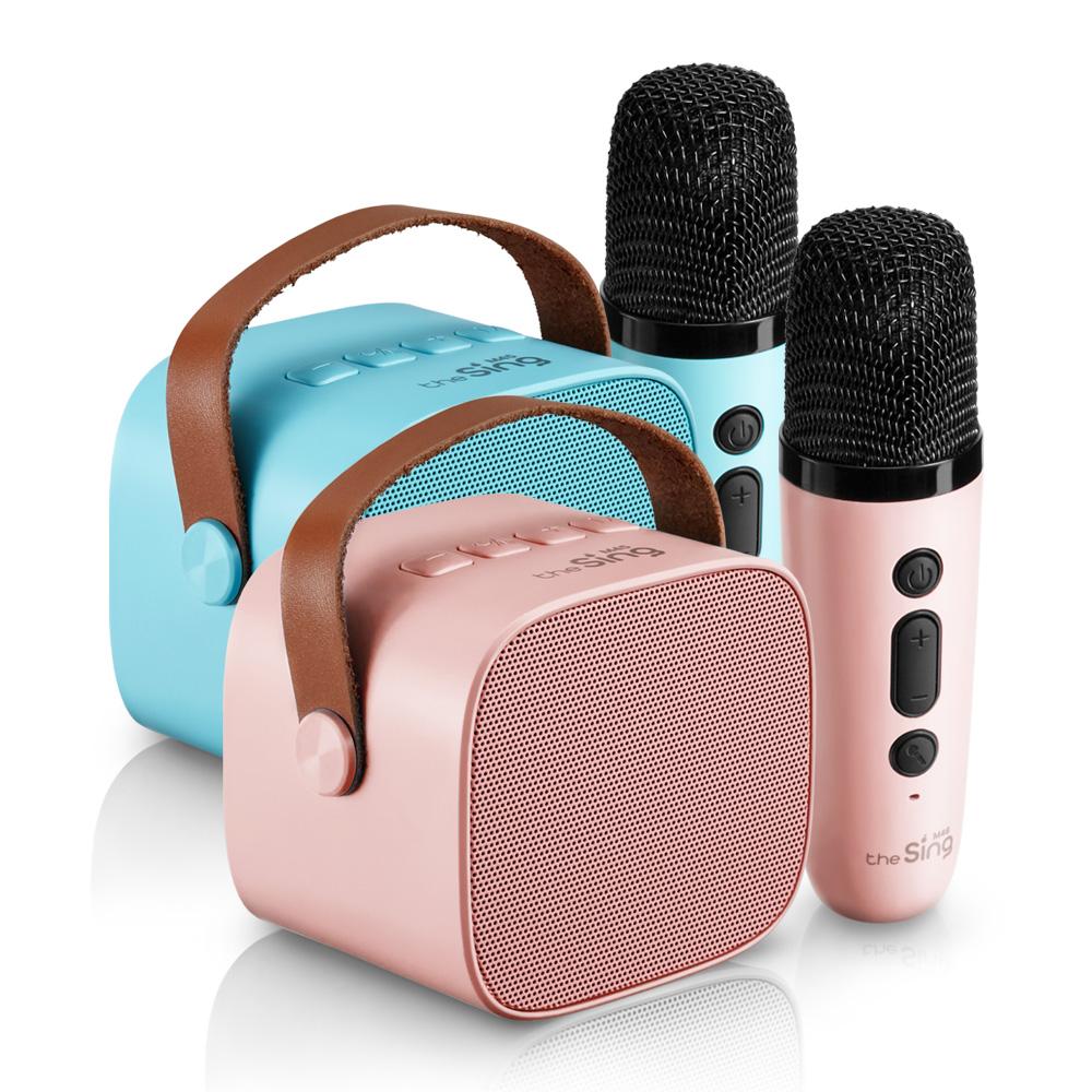 미니 블루투스 스피커 마이크 더씽 M45 출시 (핑크 블루) 캠핑 노래방 음악감상