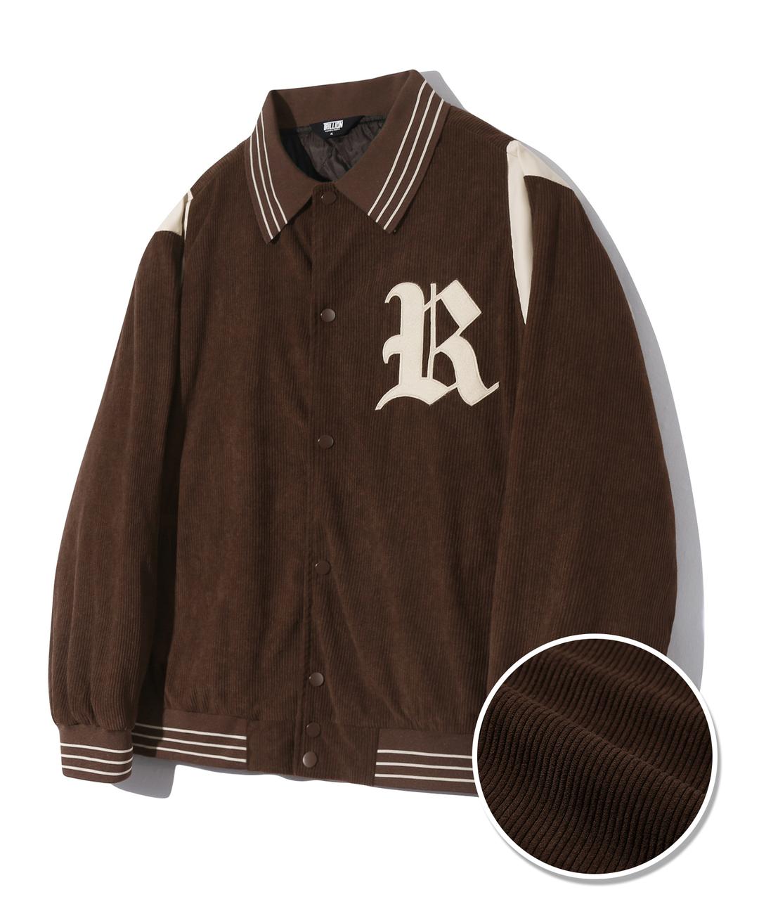 코듀로이 바시티 로고 카라 자켓 (BROWN)