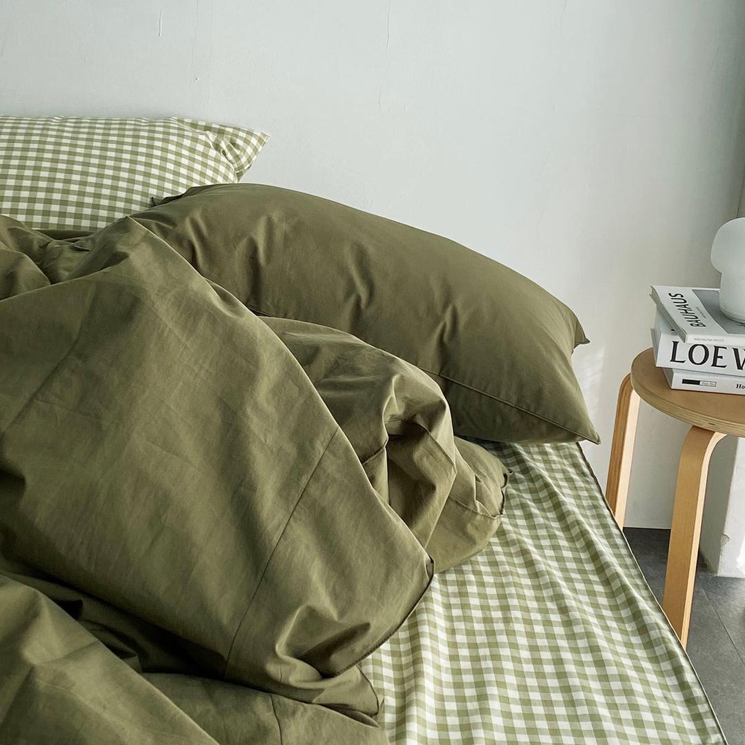 80s 플레인 고밀도 바이오워싱 침구(카키브라운)