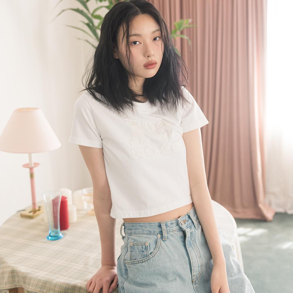 I ROSE CROP S/S TEE(WHITE)