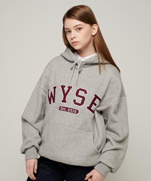 베이직 컬리지 로고 후드 그레이