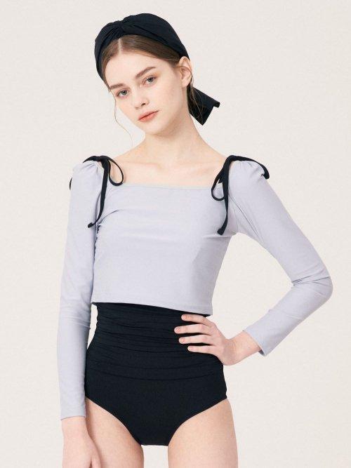 Black Edge Swimwear + Grey Crop Swim T-shirt