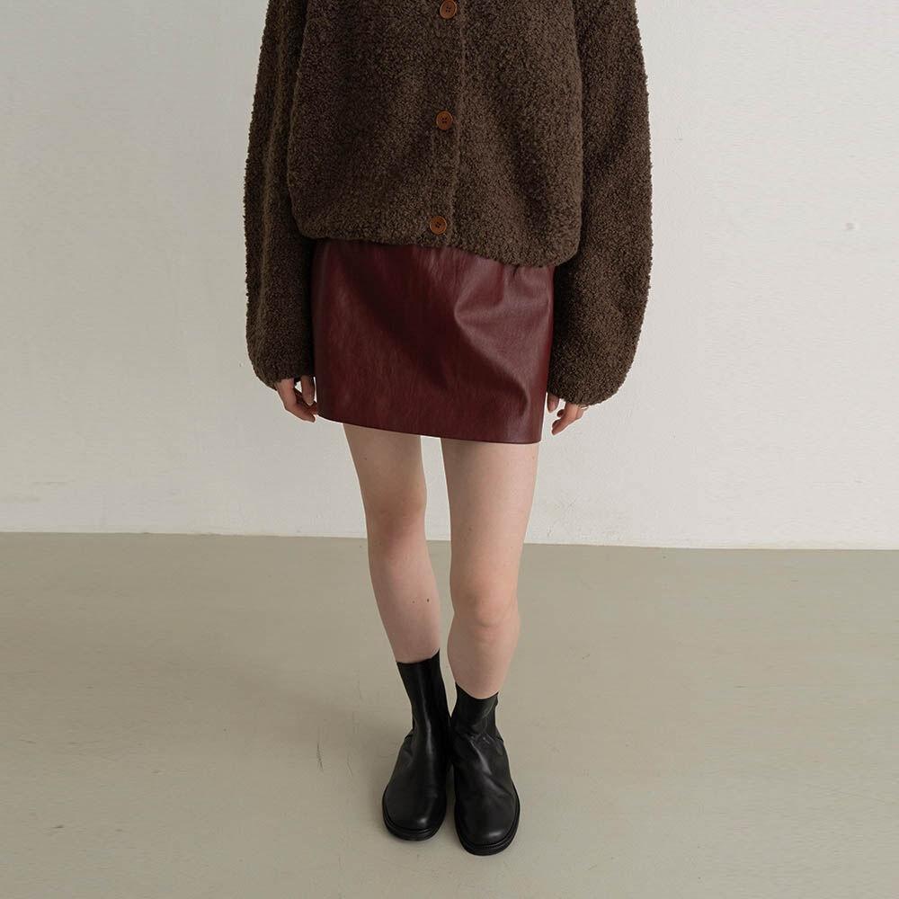 Vegan Leather Short Skirt - Burgundy