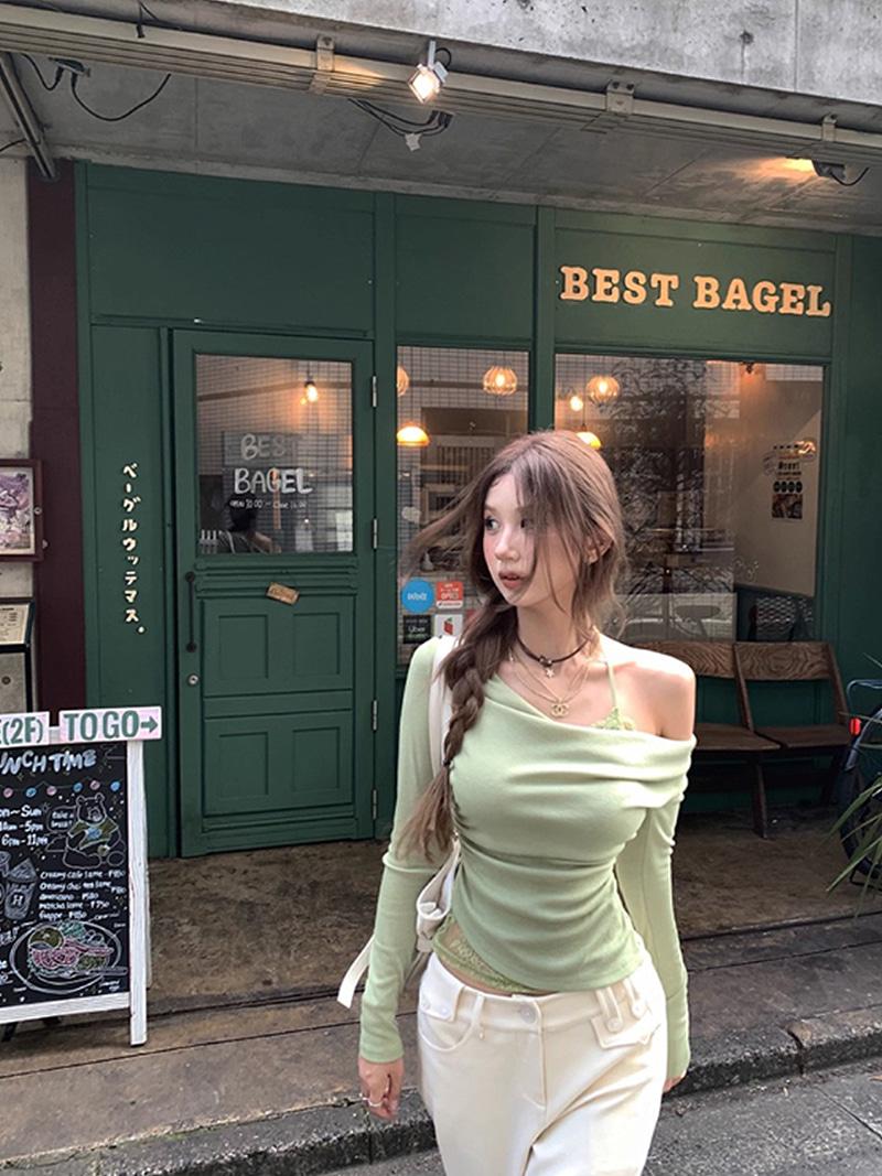 Fresh Drape Shirring Off-Shoulder Sleeve (2Color)