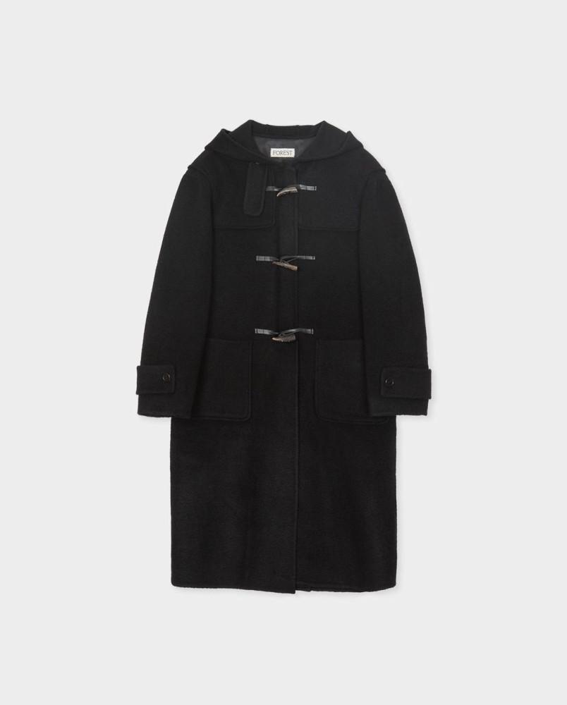 forest 포레스트 더플 블랙 핸드메이드 코트 후드 떡볶이 싱글 롱 ct