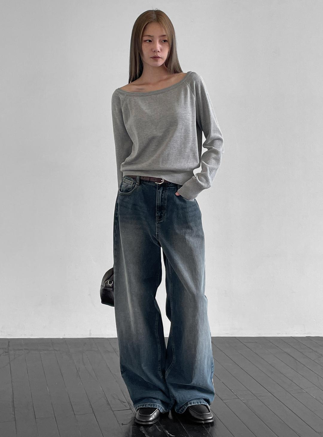 블랙업 [4천장판매] 마럼블 워싱 와이드 데님팬츠