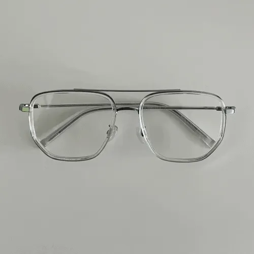 Renton glasses 렌턴 레트로 투브릿지 스퀘어 보잉 메탈 클리어 안경 안경테