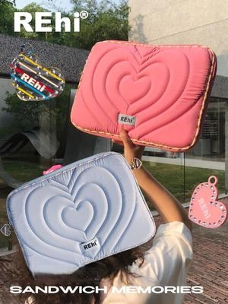 수심 하트빔 핑크 블루 노트북 가방 케이스 파우치 14 16인치 아이패드 파우치 맥북