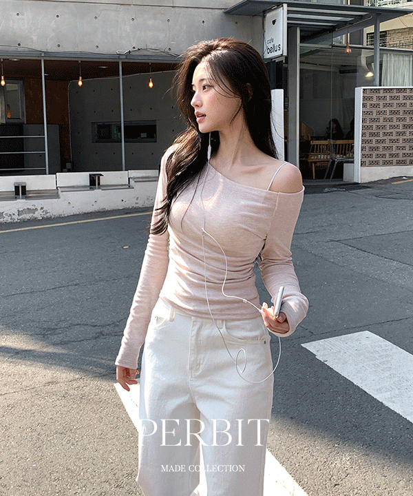 퍼빗 [P.B MADE] 리나 언발 오프숄더 셔링티 t - 3color