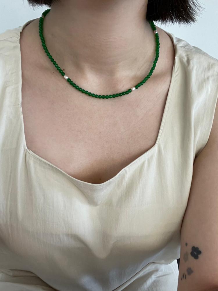 신백옥 그린 포인트 담수진주 목걸이