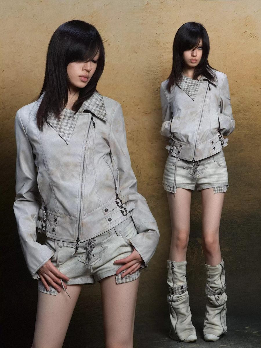 ARIADNAw short PU leather jacket