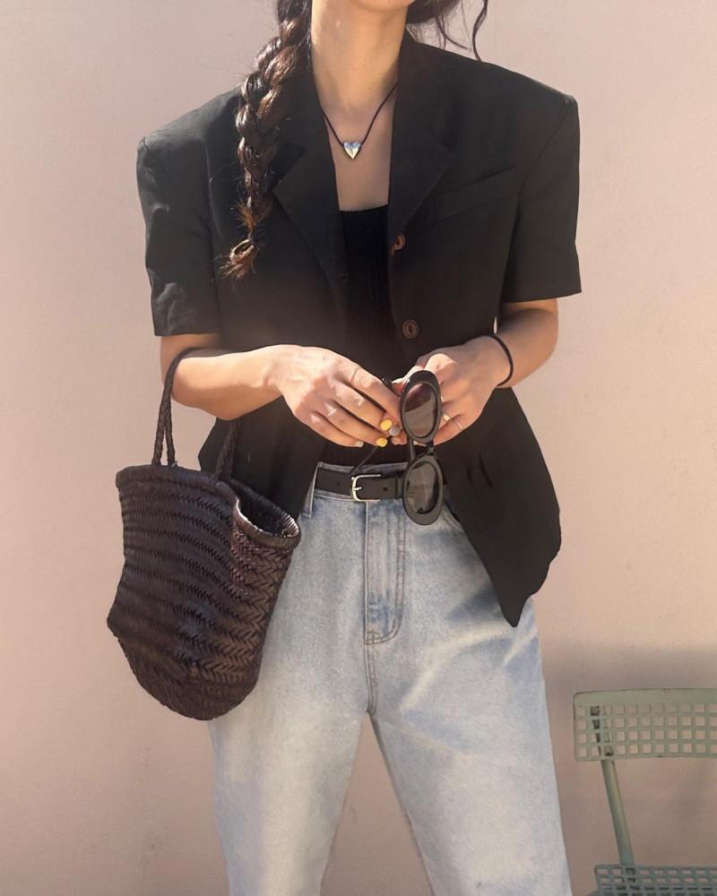 [블랙당일/sale] vasil 바질 런던 자켓 반팔 자켓 여자 여름 코튼 셋업 (2colors)