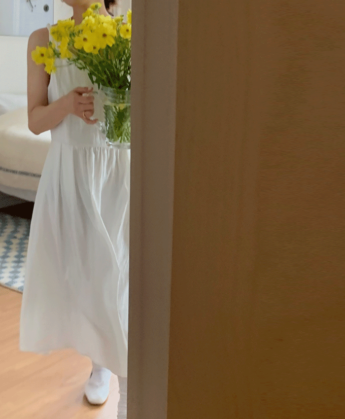 마로니에 여름 나시 꼬임 롱 플레어 원피스(2color)