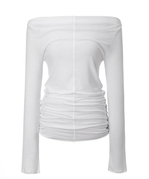 Two-Way Side Shirring Tee (white)