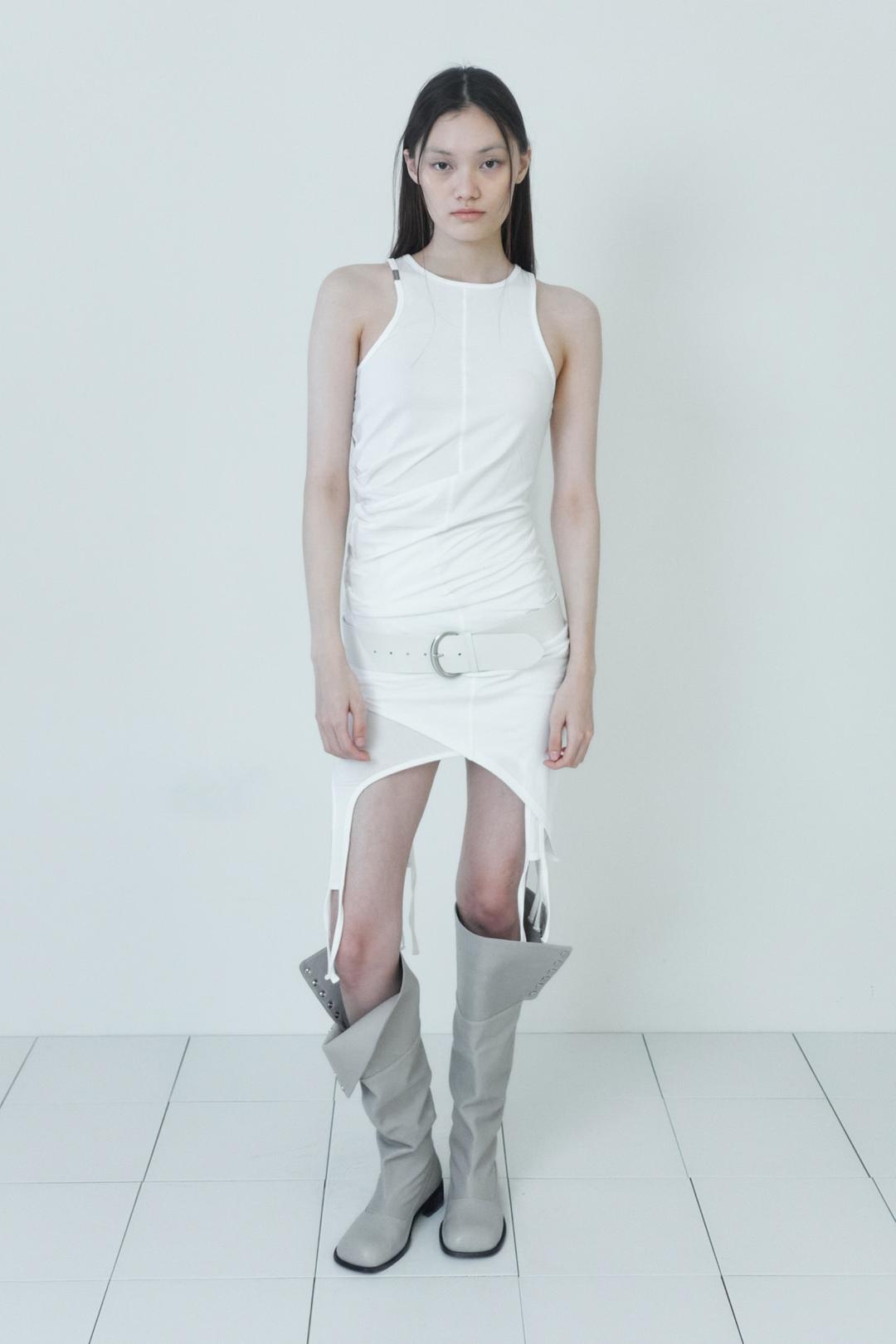 TENCEL GARTER TOP SKIRT / WHITE