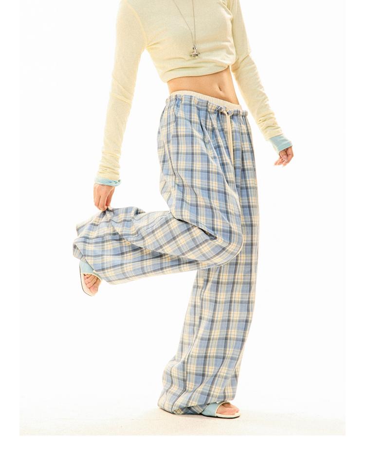 YOUNG STAGE Lazy Blue Check Casual Pants