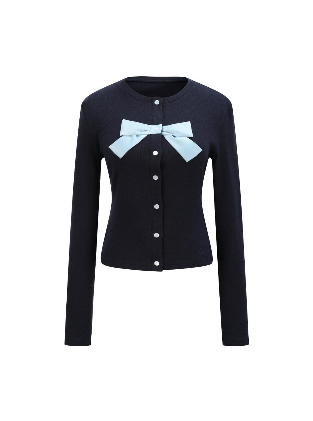 Run-T Baby Ribbon Cardigan_ Navy
