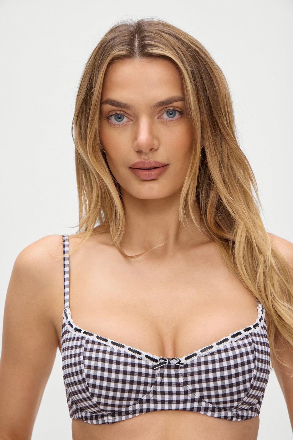 Cola Gingham Underwire Bikini Top - Blackberry Gingham - Blackberry Gingham / M