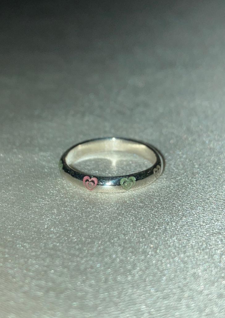 puffy heart patterned ring color