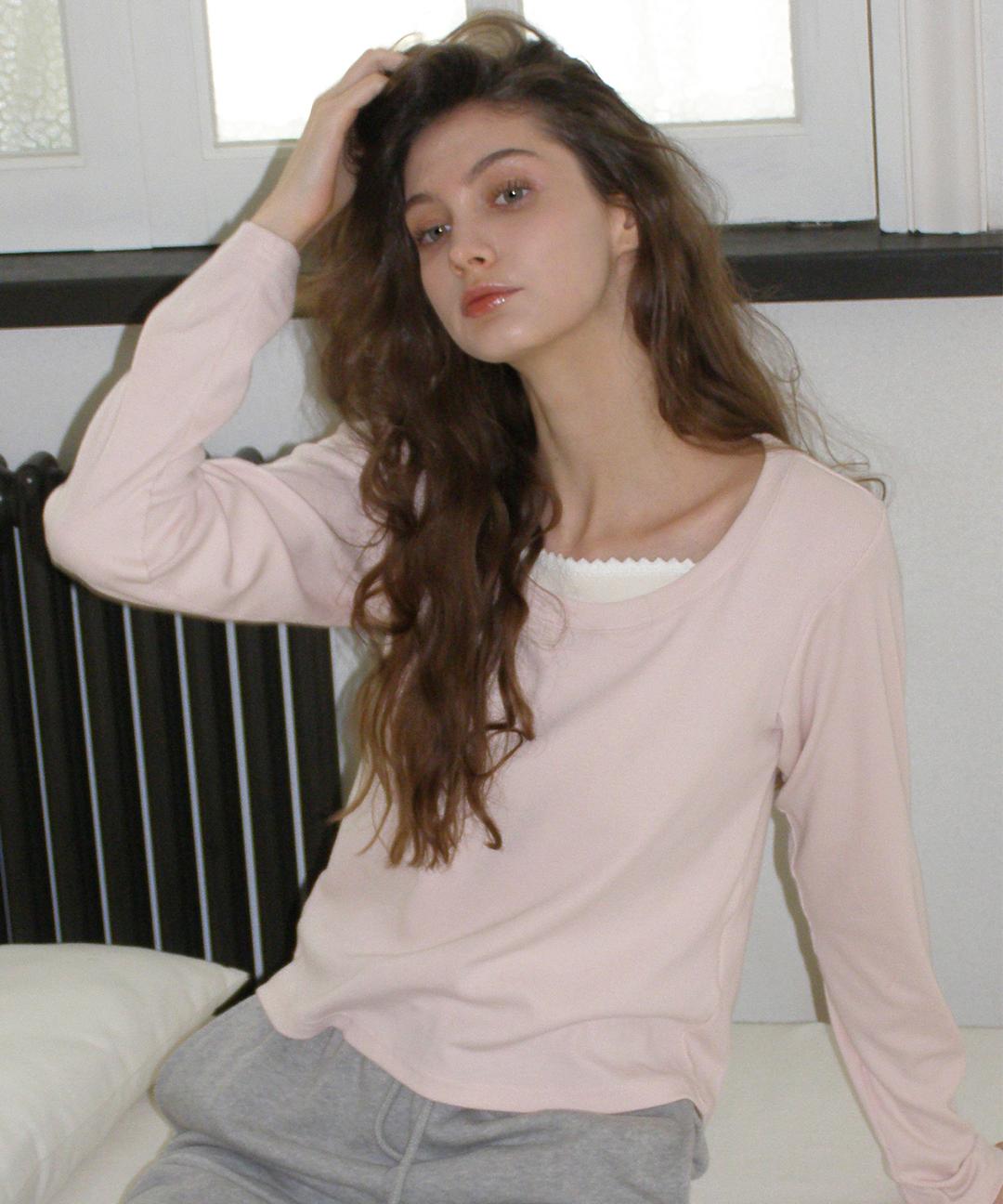 레터프롬문 [스프링레이어드✨][아일릿 모카 착용] 마레니 레이스 레이어드 티셔츠 ( 5 colors ) *누적1만장 best item♥